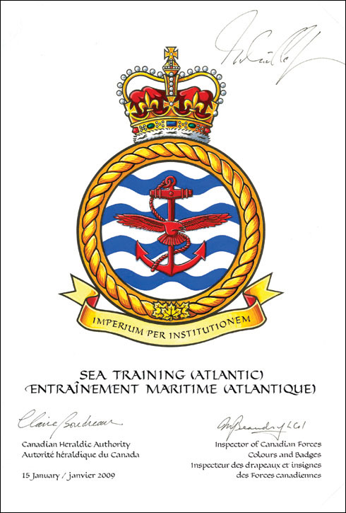 Lettres patentes approuvant l'insigne de l'Entraînement maritime (Atlantique)