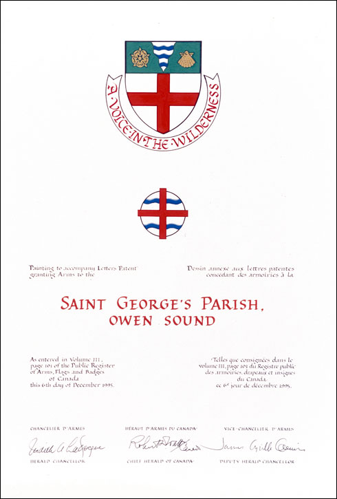 Lettres patentes concédant des emblèmes héraldiques à la Saint George's Parish