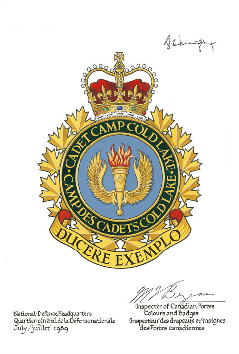 Lettres patentes approuvant l'insigne du Camp des cadets Cold Lake
