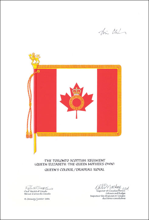 Approbation du drapeau royal de The Toronto Scottish Regiment (Queen Elizabeth The Queen Mother's Own)