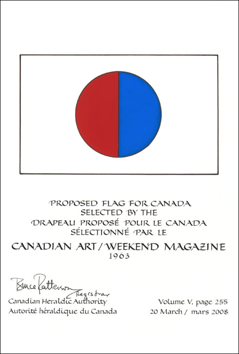 Letters patent confirming the blazon of the proposed flag for Canada by the Canadian Art / Weekend Magazine, 1963