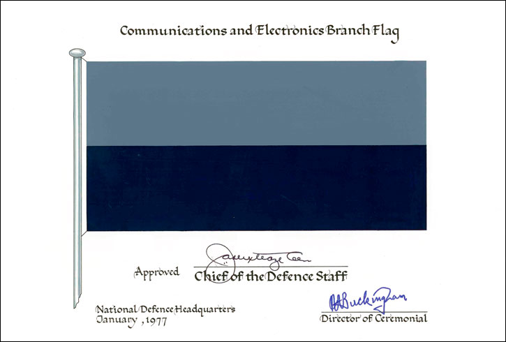 Lettres patentes confirmant le blasonnement du drapeau et de l'insigne de la Branche des communications et de l'électronique