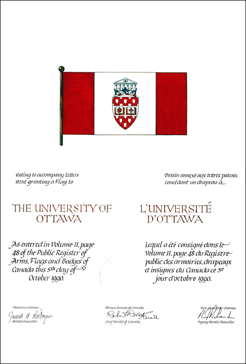 Letters patent granting a Flag to the University of Ottawa
