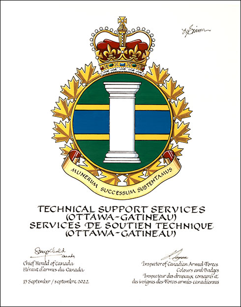 Lettres patentes  approuvant les emblèmes héraldiques des Services de soutien technique (Ottawa-Gatineau)