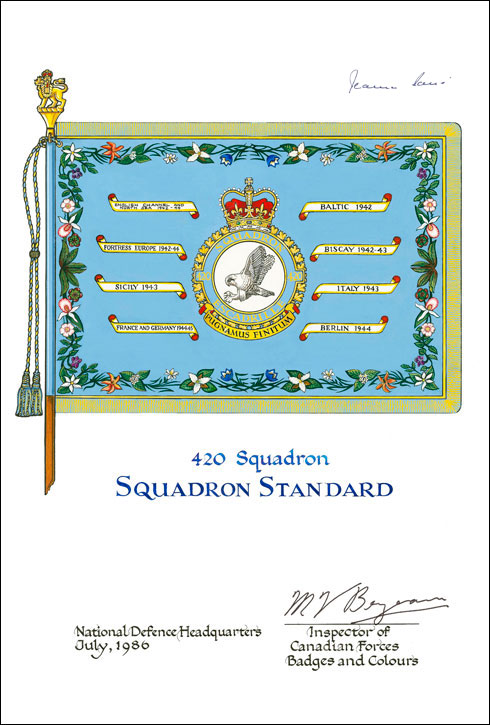 Lettres patentes confirmant l'étendard du 420e Escadron de soutien au combat