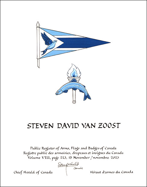 Lettres patentes concédant des emblèmes héraldiques à Steven David Van Zoost