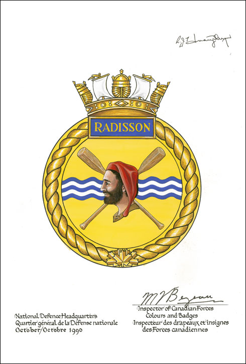 Lettres patentes approuvant l'insigne du NCSM Radisson