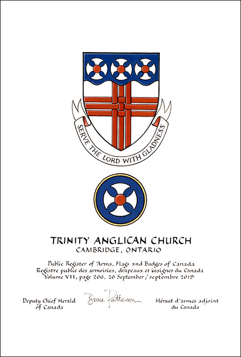 Lettres patentes concédant des emblèmes héraldiques à la Trinity Anglican Church