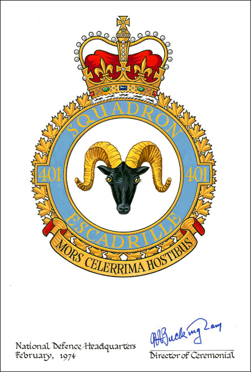 Lettres patentes confirmant le blasonnement de l'insigne du 401e Escadron d'entraînement opérationnel d'hélicoptères