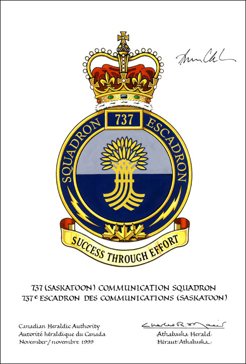 Approbation de l'insigne du 737e Escadron des communications (Saskatoon)