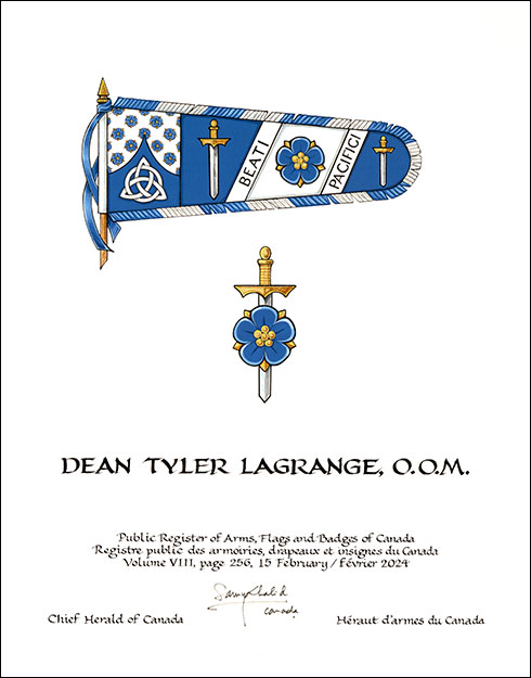 Lettres patentes concédant des emblèmes héraldiques à Dean Tyler LaGrange