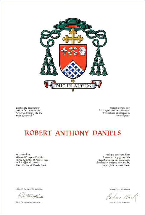 Lettres patentes concédant des emblèmes héraldiques à Robert Anthony Daniels