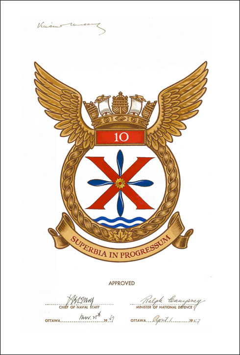Letters patent confirming the blazon of the Badge of the 10 Experimental Squadron