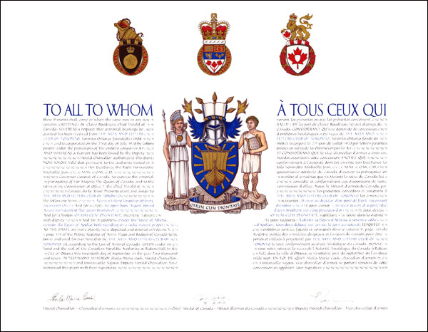 Lettres patentes concédant des emblèmes héraldiques à The Arts and Letters Club of Toronto