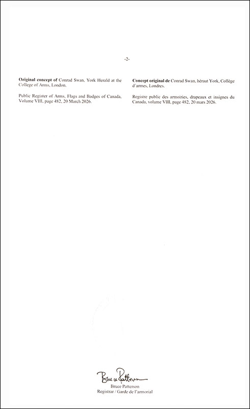 Letters patent registering the heraldic emblems of Erindale College