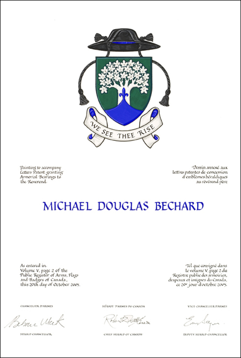 Lettres patentes concédant des emblèmes héraldiques à Michael Douglas Bechard
