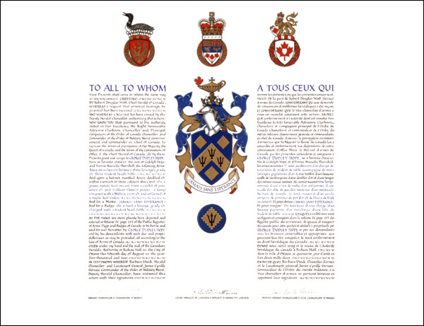 Lettres patentes concédant des emblèmes héraldiques à George Dudley Hope