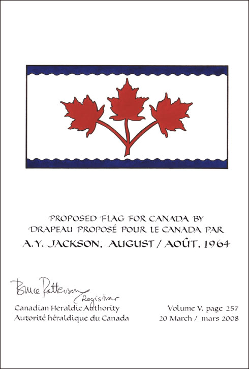 Letters patent confirming the blazon of the Proposed Flag: A.Y. Jackson, 1964