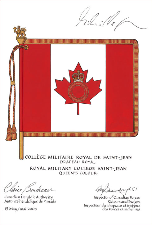Letters patent approving the Flag of the Royal Military College Saint-Jean