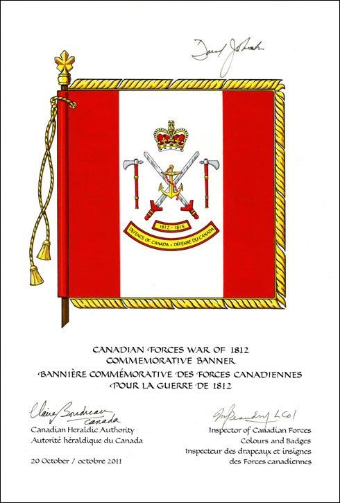 Lettres patentes approuvant la Bannière commémorative des Forces canadiennes pour la guerre de 1812