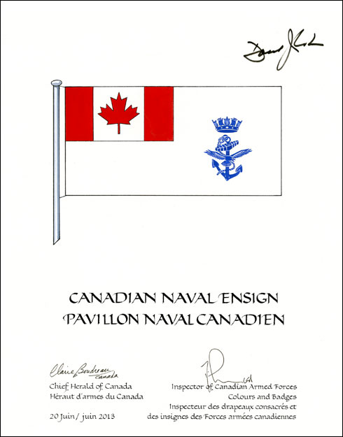 Lettres patentes approuvant le drapeau du Pavillon naval canadien