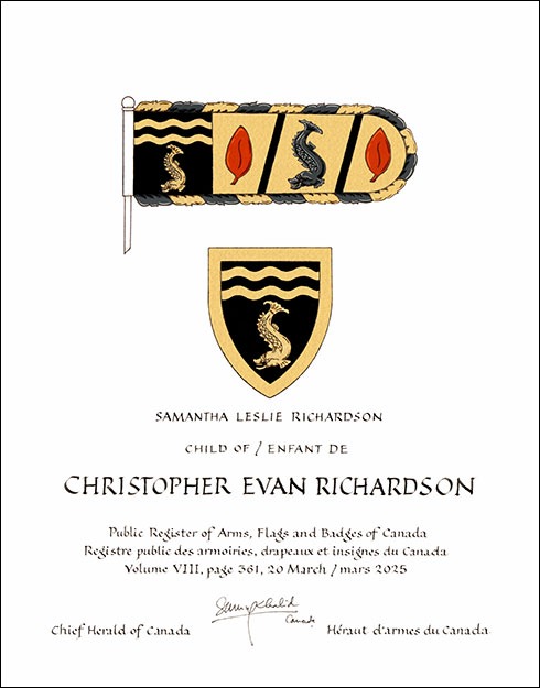 Lettres patentes concédant des emblèmes héraldiques à Christopher Evan Richardson