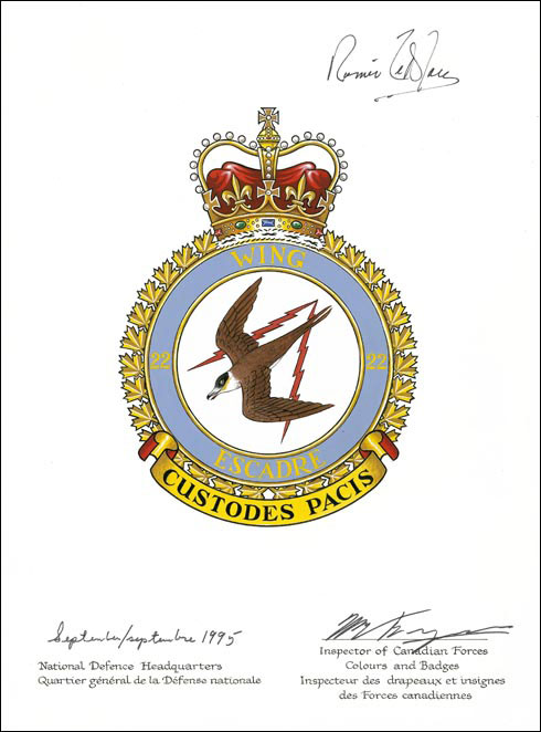 Lettres patentes approuvant l'insigne de la 22e Escadre