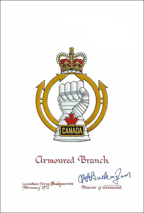 Approbation de l'insigne de la Branche de l'armée blindée