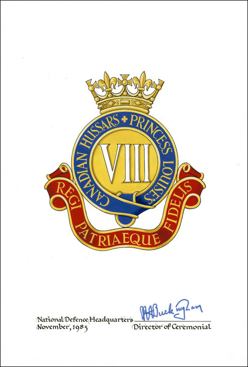 Approbation de l'insigne du 8th Canadian Hussars (Princess Louise's)