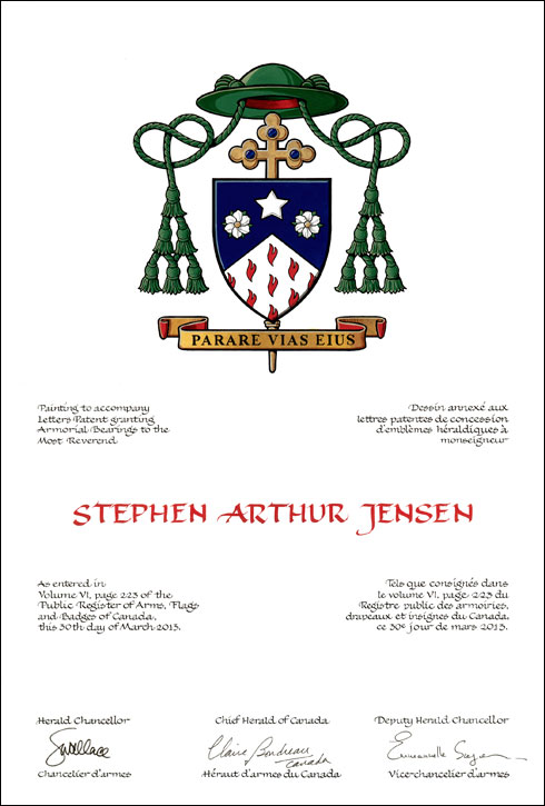 Letters patent granting heraldic emblems to Stephen Arthur Jensen