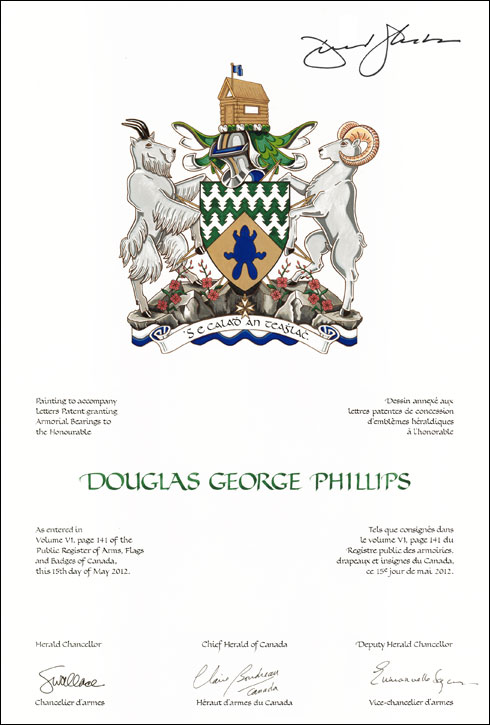 Lettres patentes concédant des emblèmes héraldiques à Douglas George Phillips