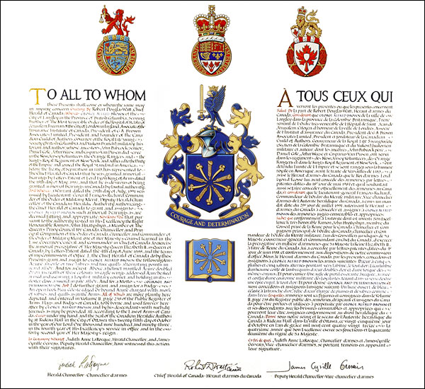Letters patent granting heraldic emblems to George Alfred Brown