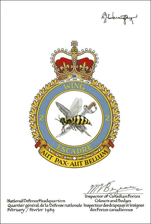 Lettres patentes approuvant l'insigne de la 2e Escadre d’aviation tactique