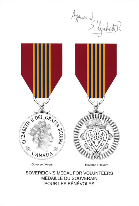 Letters patent registering the insignia of the Sovereign’s Medal for Volunteers