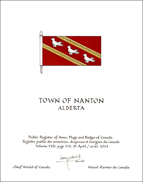 Lettres patentes concédant des emblèmes héraldiques à la Town of Nanton