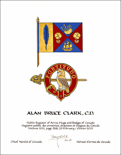 Lettres patentes concédant des emblèmes héraldiques à Alan Bruce Clark