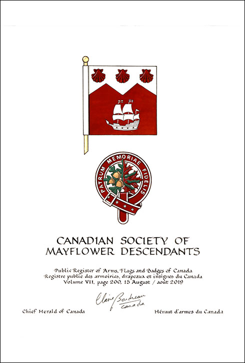 Lettres patentes concédant des emblèmes héraldiques à la Canadian Society of Mayflower Descendants
