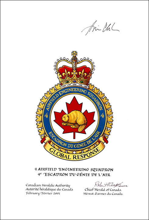 Approbation de l'insigne du 4e Escadron du génie de l'air