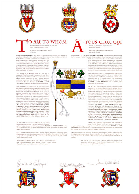 Letters patent granting a Flag to Harold Clarke Mecredy