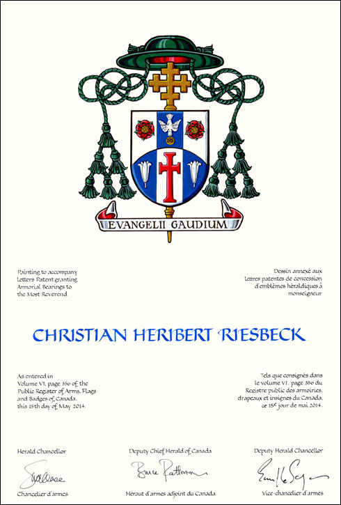 Lettres patentes concédant des emblèmes héraldiques à Christian Heribert Riesbeck