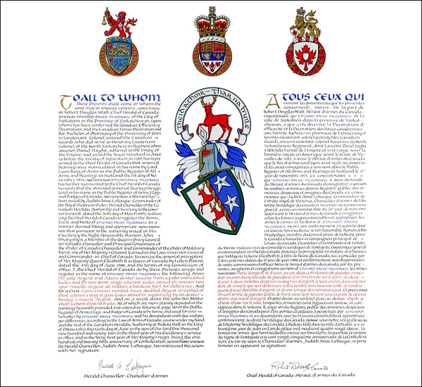 Letters patent registering the heraldic emblems of Edward Bruce McCorkell