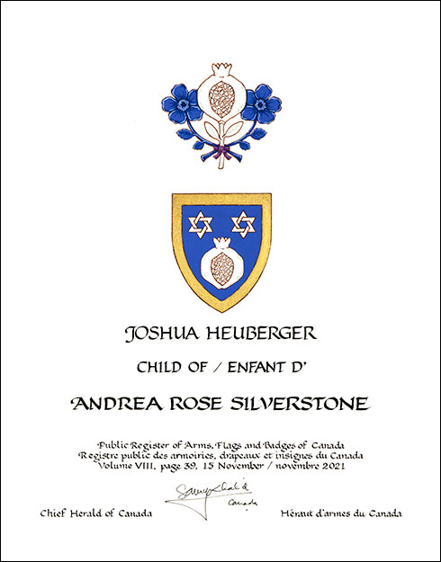 Lettres patentes concédant des emblèmes héraldiques à Andrea Rose Silverstone