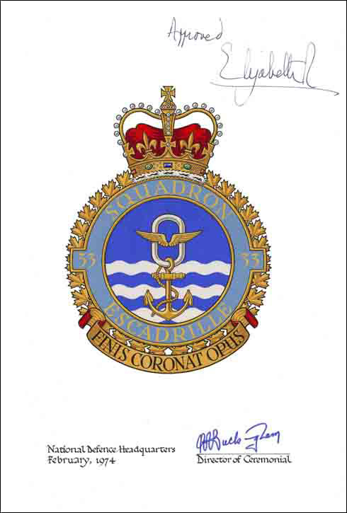 Lettres patentes confirmant le blasonnement de l'insigne du 33e Escadron Polyvalent