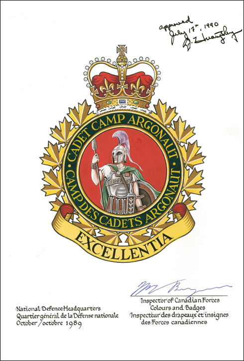 Lettres patentes approuvant l'insigne du Camp des cadets Argonaut