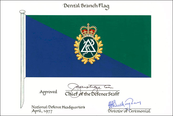 Lettres patentes confirmant le blason de l'insigne et du drapeau du Service dentaire des Forces canadiennes
