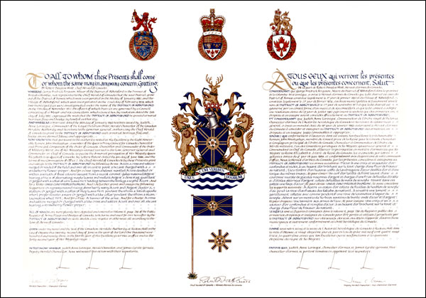 Letters patent granting heraldic emblems to the District of Abbotsford