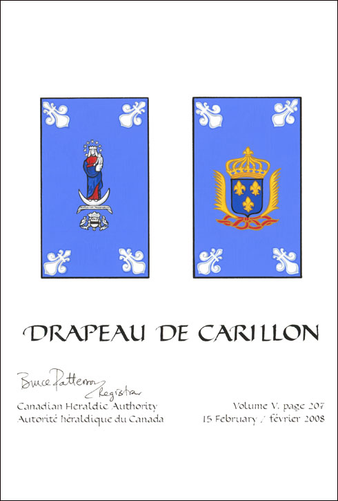 Letters patent confirming the blazon of the Drapeau de Carillon