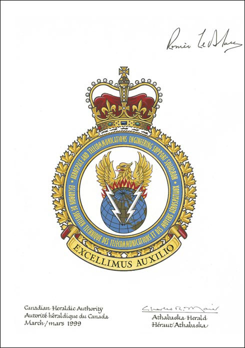 Letters patent approving the Badge of the Aerospace and Telecommunications Engineering Support Squadron