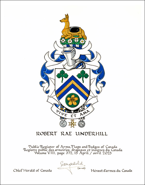 Lettres patentes concédant des emblèmes héraldiques à Robert Rae Underhill