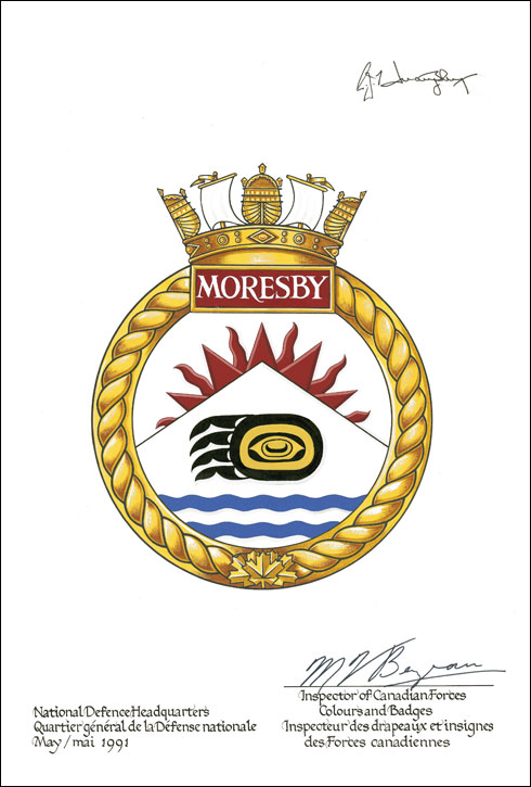 Lettres patentes approuvant l'insigne du NCSM Moresby